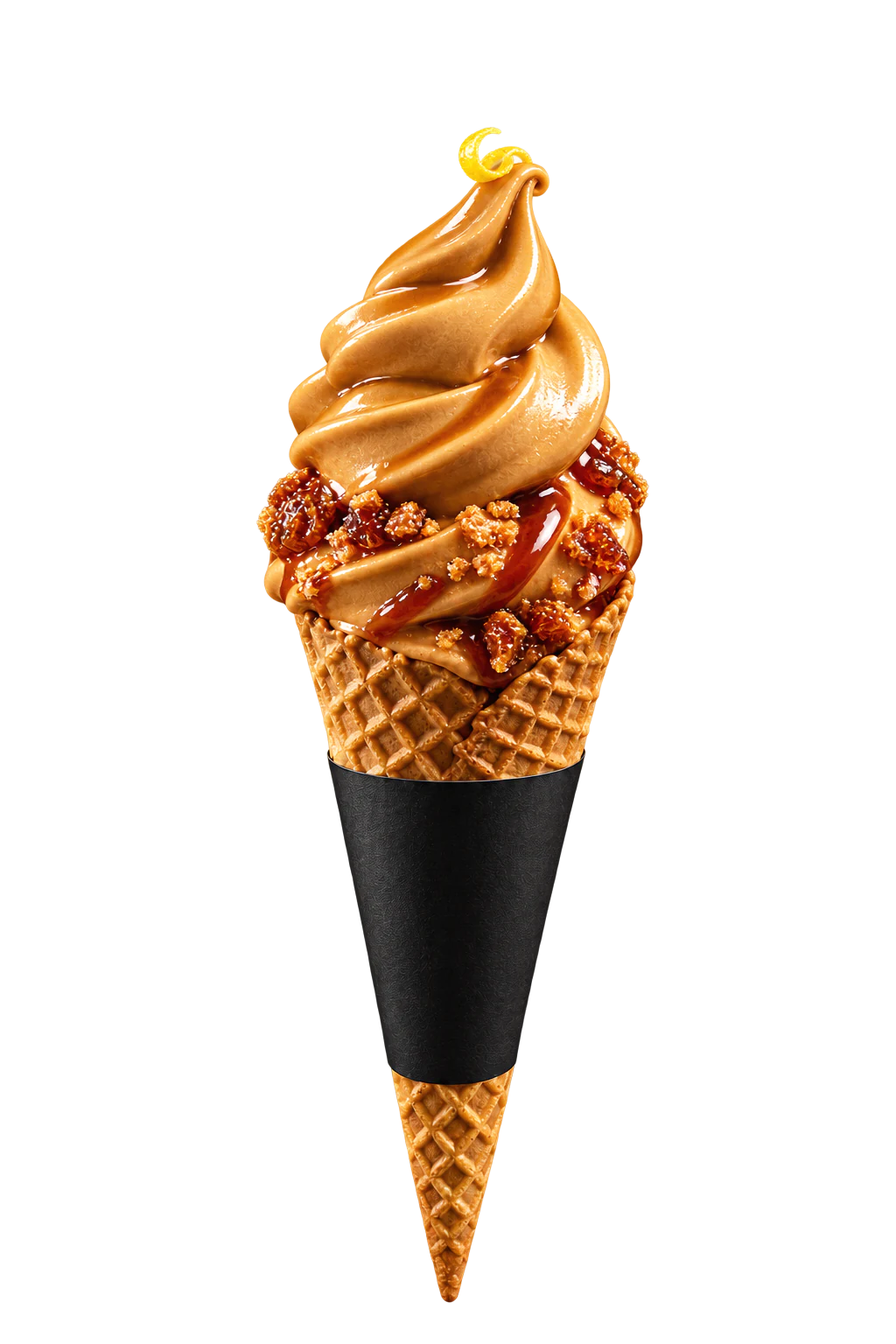 A cone of Burnt Caramel & Lemon Zest