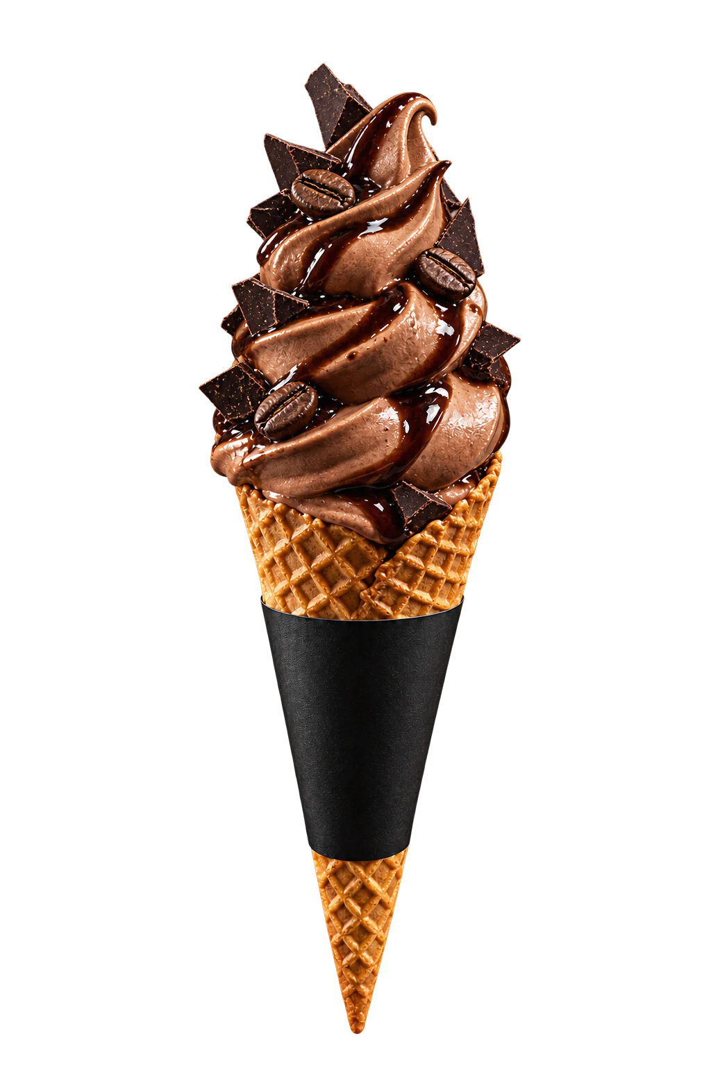 A cone of Dark Espresso & Cocoa Mocha